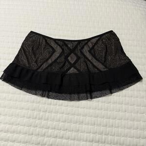 Jezebel Micro Mini Ruffled Skirt Lingerie Black Lace Sz M Medium
